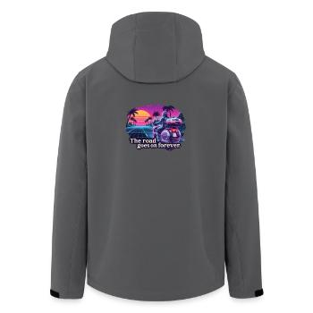 Retro biker on sunset background - Men’s Recycled Softshell Jacket by Stanley/Stella - anthracite - Back - AI Model Male 185 light (185cm)