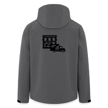 Sonnenschutz-Shop mit LKW-Lieferung - Recycelte Männer Softshell-Jacke von Stanley/Stella - Anthrazit - Hinten - AI Model Male 185 light (185cm)