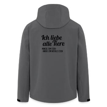 Ich liebe Tiere - Recycelte Männer Softshell-Jacke von Stanley/Stella - Anthrazit - Hinten - AI Model Male 185 light (185cm)