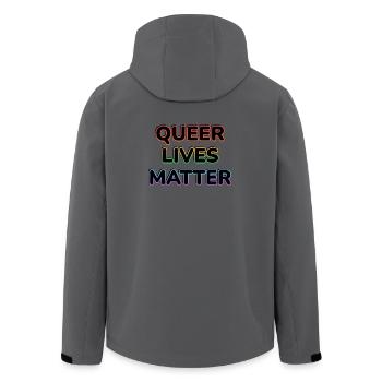 Queer Lives Matter Rainbow Neon - Men’s Recycled Softshell Jacket by Stanley/Stella - anthracite - Back - AI Model Male 185 light (185cm)