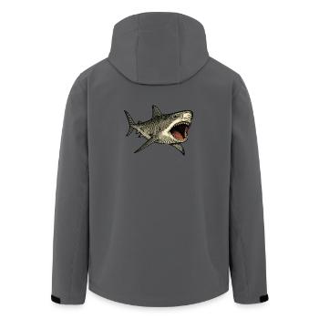 Tigerhai Maul offen Shark Design - Recycelte Männer Softshell-Jacke von Stanley/Stella - Anthrazit - Hinten - AI Model Male 185 light (185cm)