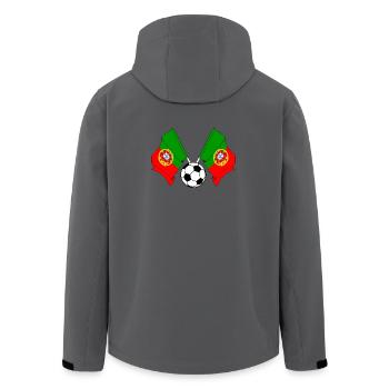 Zwei portugiesische Flaggen mit einem Fußball - Recycelte Männer Softshell-Jacke von Stanley/Stella - Anthrazit - Hinten - AI Model Male 185 light (185cm)