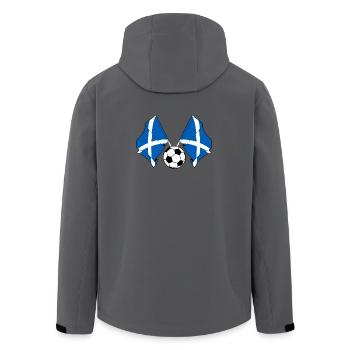 Deux drapeaux écossais avec un ballon de football écossais - Veste softshell homme en polyester recyclé Stanley/Stella - charbon - Dos - AI Model Male 185 light (185cm)