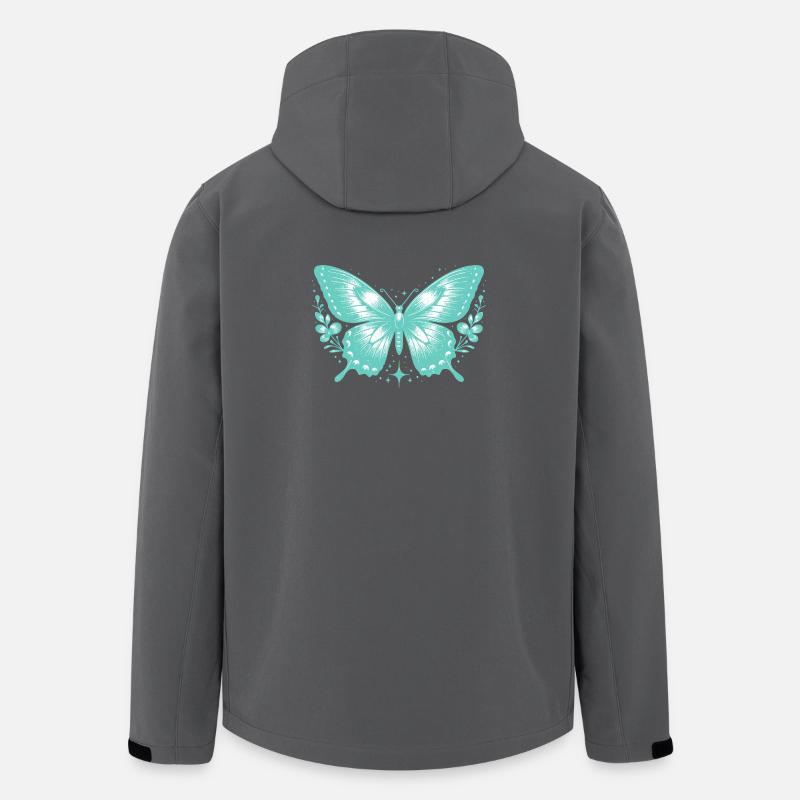 Türkis Schmetterling und Blumen - Recycelte Männer Softshell-Jacke von Stanley/Stella - Anthrazit