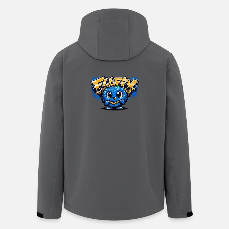 Mascotte bleue Graffiti duveteuse - Veste softshell homme en polyester recyclé Discoverer Stanley/Stella - charbon