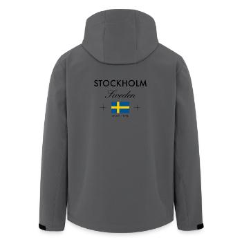 Stockholm Sweden Coordinates Travel Souvenir - Men’s Recycled Softshell Jacket by Stanley/Stella - anthracite - Back - AI Model Male 185 light (185cm)