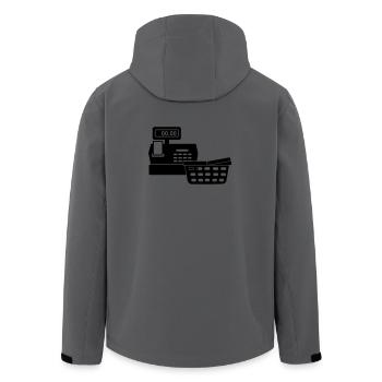 Kasse für Supermarkt-Logo mit Warenkorb - Recycelte Männer Softshell-Jacke von Stanley/Stella - Anthrazit - Hinten - AI Model Male 185 light (185cm)