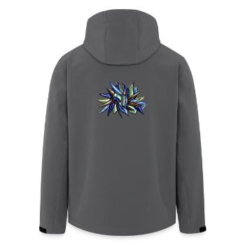 Blue-green fragment flower - Men’s Recycled Softshell Jacket by Stanley/Stella - anthracite - Back - AI Model Male 185 light (185cm)