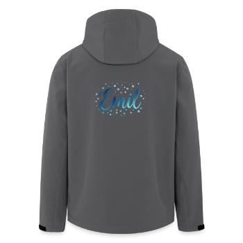 Name Emil – Buntes Aquarell Design mit Punkten - Recycelte Männer Softshell-Jacke von Stanley/Stella - Anthrazit - Hinten - AI Model Male 185 light (185cm)