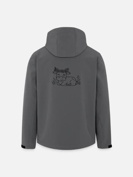 Süße Kuh Blumenkranz Boho Outline - Recycelte Männer Softshell-Jacke von Stanley/Stella - Anthrazit