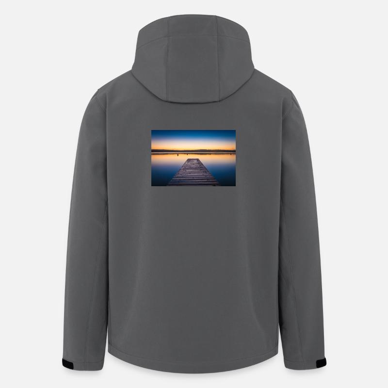 Steg am See in der Morgendämmerung - Recycelte Männer Softshell-Jacke von Stanley/Stella - Anthrazit