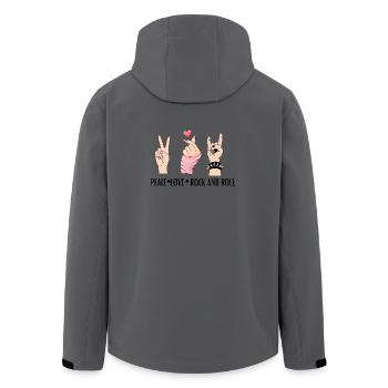 Peace Love Rock And Roll - Men’s Recycled Softshell Jacket by Stanley/Stella - anthracite - Back - AI Model Male 185 light (185cm)
