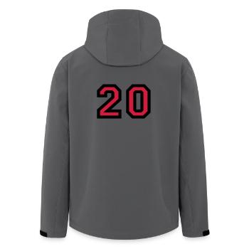 Le numéro 20 - nombre de vingt - Veste softshell homme en polyester recyclé Stanley/Stella - charbon - Dos - AI Model Male 185 light (185cm)