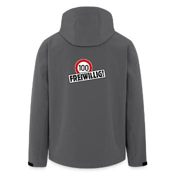 Tempo 100 FREIWILLIG! Tempolimit Aufkleber - Recycelte Männer Softshell-Jacke von Stanley/Stella - Anthrazit - Hinten - AI Model Male 185 light (185cm)