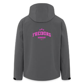 Freiburg Pink City Emblem - Men’s Recycled Softshell Jacket by Stanley/Stella - anthracite - Back - AI Model Male 185 light (185cm)