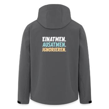 Inhale Exhale Ignore - Men’s Recycled Softshell Jacket by Stanley/Stella - anthracite - Back - AI Model Male 185 light (185cm)