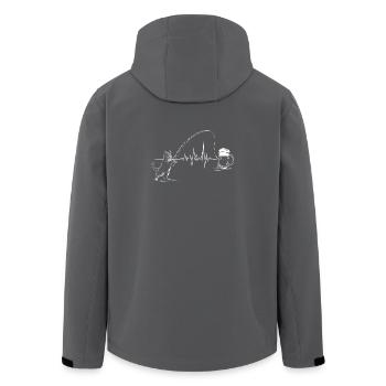 Heartbeat Fishing Beer Cat ECG Fisherman - Men’s Recycled Softshell Jacket by Stanley/Stella - anthracite - Back - AI Model Male 185 light (185cm)