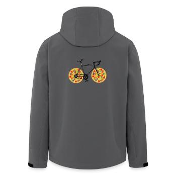 Pizza Bicycle Funny Delivery Rider T Shirt - Men’s Recycled Softshell Jacket by Stanley/Stella - anthracite - Back - AI Model Male 185 light (185cm)