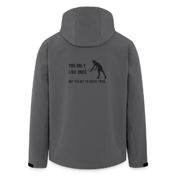 Tennis - Du lebst nur einmal, aber du darfst aufschlagen - Recycelte Männer Softshell-Jacke von Stanley/Stella - Anthrazit - Hinten - AI Model Male 185 light (185cm)