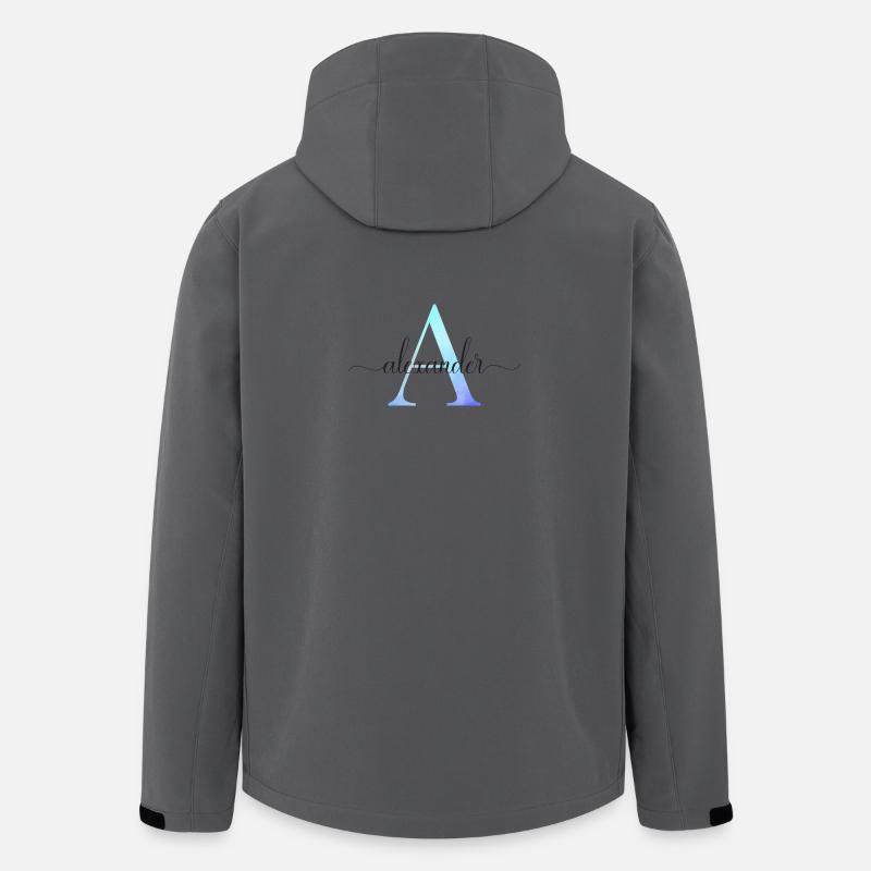 A| Monogramme | Nom | Alexandre | Aquarelle - Veste softshell homme en polyester recyclé Stanley/Stella - charbon