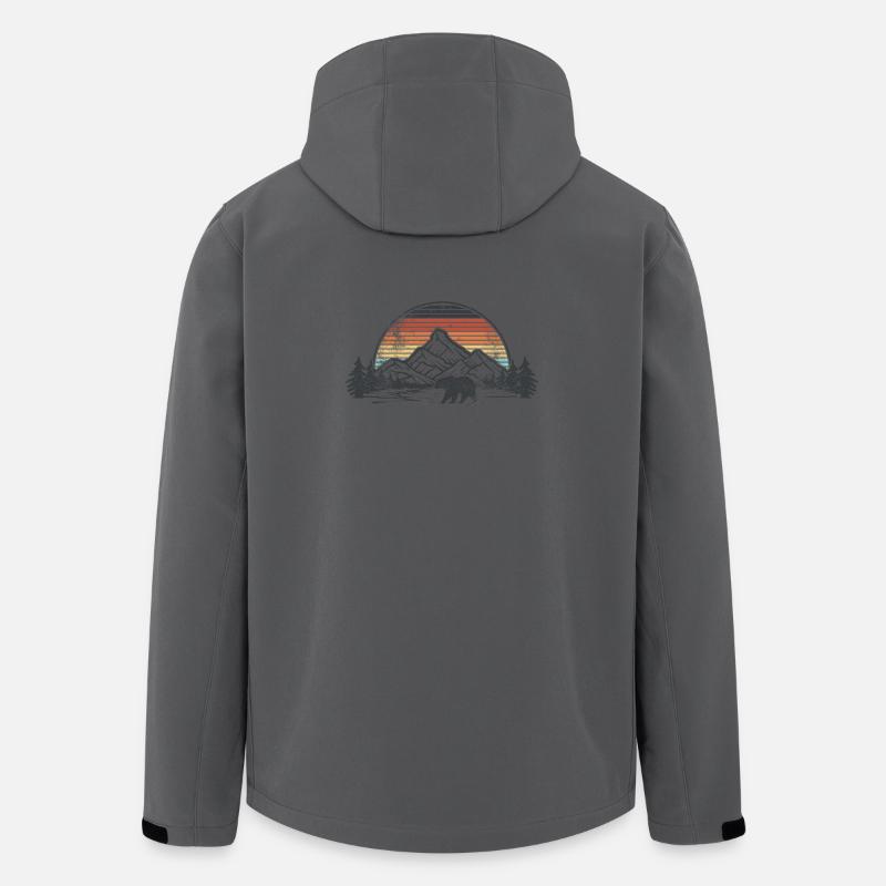 Sonnenuntergang Berg Bär Silhouette - Recycelte Männer Softshell-Jacke von Stanley/Stella - Anthrazit