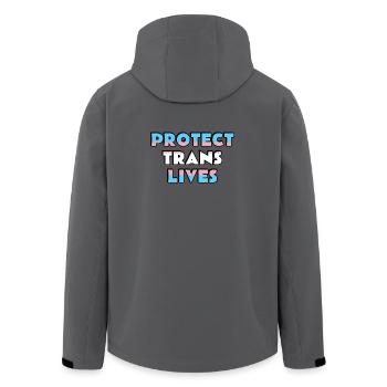 Protect Trans Lives - Men’s Recycled Softshell Jacket by Stanley/Stella - anthracite - Back - AI Model Male 185 light (185cm)