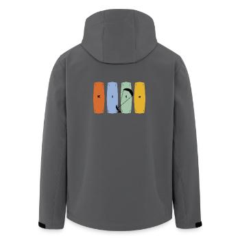 Kite Kitesurfing Design - Board und Kiter - Recycelte Männer Softshell-Jacke von Stanley/Stella - Anthrazit - Hinten - AI Model Male 185 light (185cm)