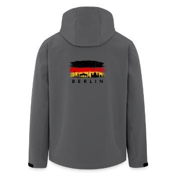 Berlin Skyline on Painted Flag - Men’s Recycled Softshell Jacket by Stanley/Stella - anthracite - Back - AI Model Male 185 light (185cm)