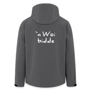 Pfälzerdesigns unisex, n woi bidde - Recycelte Männer Softshell-Jacke von Stanley/Stella - Anthrazit - Hinten - AI Model Male 185 light (185cm)