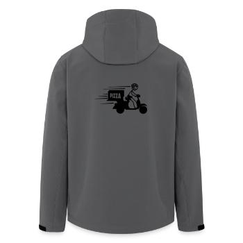 Scooter package or pizza text PIZZA - Men’s Recycled Softshell Jacket by Stanley/Stella - anthracite - Back - AI Model Male 185 light (185cm)