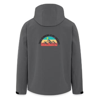 Trail Running is My Therapy - Men’s Recycled Softshell Jacket by Stanley/Stella - anthracite - Back - AI Model Male 185 light (185cm)