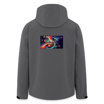 Cosmic Rainbow Swirl - Men’s Recycled Softshell Jacket by Stanley/Stella - anthracite - Back - AI Model Male 185 light (185cm)