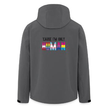 Pride Month LGBT - 'Cause I'm Only Human - Men’s Recycled Softshell Jacket by Stanley/Stella - anthracite - Back - AI Model Male 185 light (185cm)