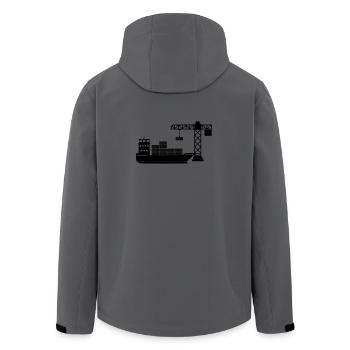 Sea container boat with crane unloading - Men’s Recycled Softshell Jacket by Stanley/Stella - anthracite - Back - AI Model Male 185 light (185cm)