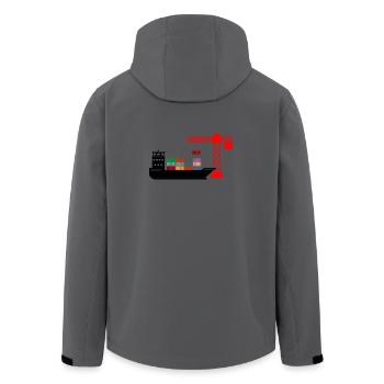 Seecontainerboot mit Kran Entladung 2 - Recycelte Männer Softshell-Jacke von Stanley/Stella - Anthrazit - Hinten - AI Model Male 185 light (185cm)