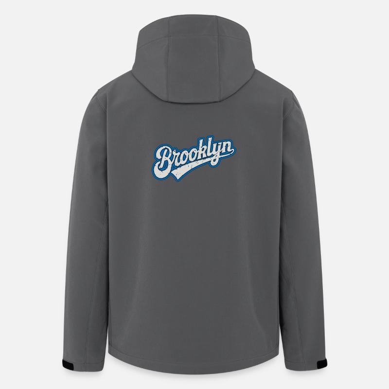 Graphisme Urbain Brooklyn en Ton Bleu - Veste softshell homme en polyester recyclé Stanley/Stella - charbon