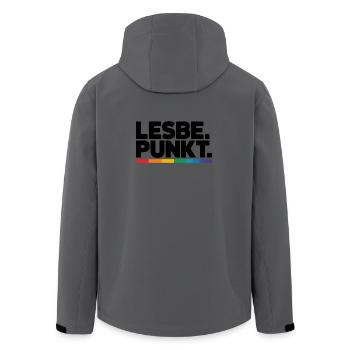 Lesbian Point Proud Lesbian Pride Saying LGBT CSD - Men’s Recycled Softshell Jacket by Stanley/Stella - anthracite - Back - AI Model Male 185 light (185cm)