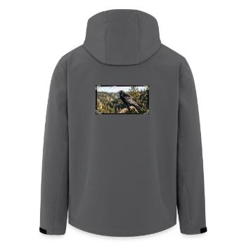 Faune naturelle du corbeau noir - Veste softshell homme en polyester recyclé Stanley/Stella - charbon - Dos - AI Model Male 185 light (185cm)