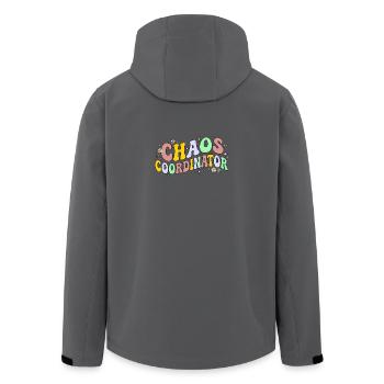 Coordinateur du Chaos - Dicton rétro - Veste softshell homme en polyester recyclé Stanley/Stella - charbon - Dos - AI Model Male 185 light (185cm)