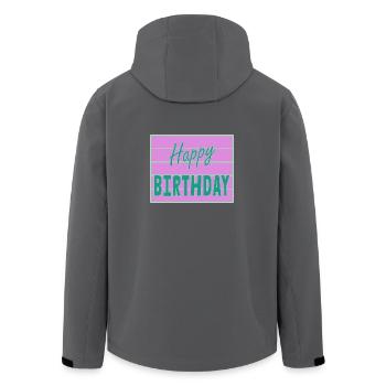 ALLES GUTE ZUM GEBURTSTAG. ALLES GUTE ZUM GEBURTSTAG. JAHRESTAG. - Recycelte Männer Softshell-Jacke von Stanley/Stella - Anthrazit - Hinten - AI Model Male 185 light (185cm)