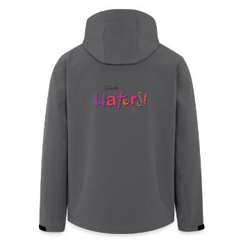 Hello Haters! Cool saying - Men’s Recycled Softshell Jacket by Stanley/Stella - anthracite - Back - AI Model Male 185 light (185cm)