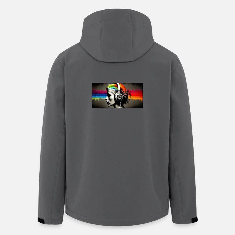Rainbow Pulse Kopfhörer-Porträt - Recycelte Männer Softshell-Jacke von Stanley/Stella - Anthrazit