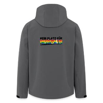 KEIN PLATZ FÜR RASSISMUS - Recycelte Männer Softshell-Jacke von Stanley/Stella - Anthrazit - Hinten - AI Model Male 185 light (185cm)