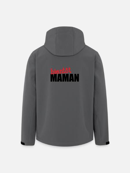 bientôt Maman ! Cadeau de grossesse - Veste softshell homme en polyester recyclé Stanley/Stella - charbon