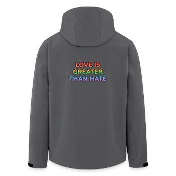 Love Is Greater Than Hate Rainbow - Men’s Recycled Softshell Jacket by Stanley/Stella - anthracite - Back - AI Model Male 185 light (185cm)