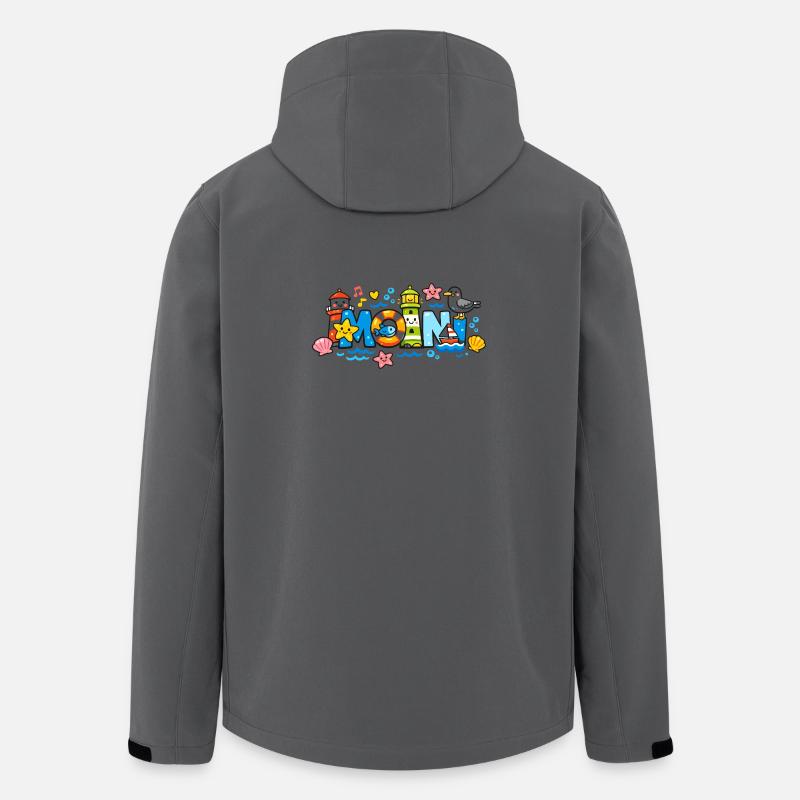 MOIN Möwe Leuchtturm Maritim Bunt - Recycelte Männer Softshell-Jacke von Stanley/Stella - Anthrazit