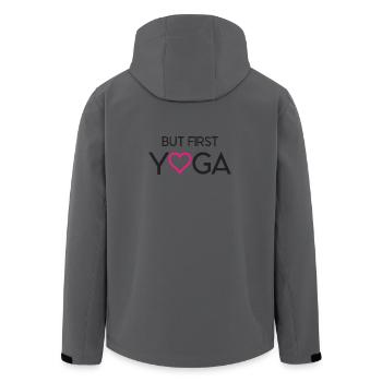 But First Yoga - Men’s Recycled Softshell Jacket by Stanley/Stella - anthracite - Back - AI Model Male 185 light (185cm)