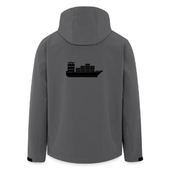 Seecontainerschiff oder Boot mit Containern - Recycelte Männer Softshell-Jacke von Stanley/Stella - Anthrazit - Hinten - AI Model Male 185 light (185cm)