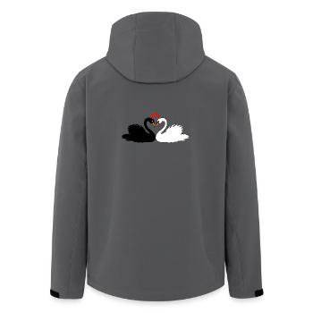 Schwarzer Schwan und weißer Schwan mit Herzen - Recycelte Männer Softshell-Jacke von Stanley/Stella - Anthrazit - Hinten - AI Model Male 185 light (185cm)
