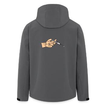 Syringe with coming out in hand - Men’s Recycled Softshell Jacket by Stanley/Stella - anthracite - Back - AI Model Male 185 light (185cm)